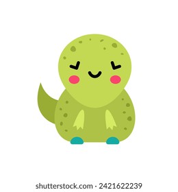 Cute cartoon dinosaur vector illustration. Kawaii dinosaur.