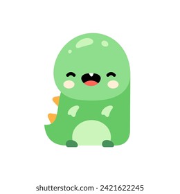 Cute cartoon dinosaur vector illustration. Kawaii dinosaur.