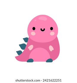 Cute cartoon dinosaur vector illustration. Kawaii dinosaur.