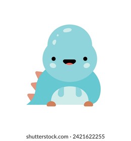 Cute cartoon dinosaur vector illustration. Kawaii dinosaur.
