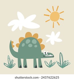 cute cartoon dinosaur vector illustration