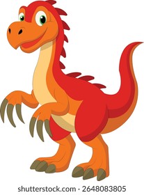 Cute cartoon dinosaur vector illustration in EPS format. Perfect for kids' projects, posters, T-shirt designs, games, and educational content. Editable, colorful, and fun character art.

