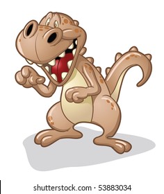 Cute cartoon dinosaur. Vector image with simple gradients. Character and shadow on separate layers for easy editing.