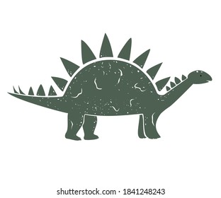 Cute Cartoon Dinosaur, Vector outline illustration, isolated on white. Little kid of Stegosaurus.