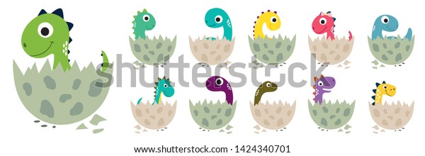 Cute\
cartoon dinosaurs collection. Vector\
illustration.
