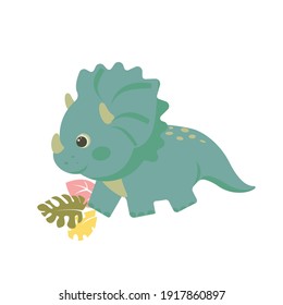  Cute cartoon dinosaurs. Vector flat illustration. Prehistoric.