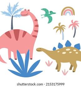 cute cartoon dinosaurs vector illustration