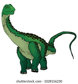 Cute cartoon Diplodocus. Isolated illustration of a cartoon dinosaur.