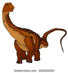 Cute cartoon Diplodocus. Isolated illustration of a cartoon dinosaur.