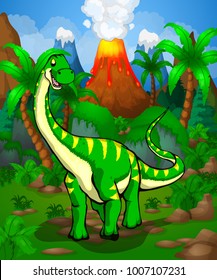 Cute cartoon Diplodocus. Vector illustration of a cartoon dinosaur.