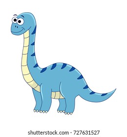 Cute cartoon diplodocus. Vector illustration of dinosaur isolated on white background.