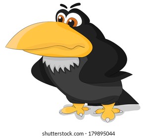 Cute cartoon dissatisfied vector raven