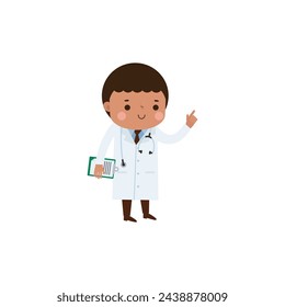 cute cartoon doctor character Vector illustration isolated on white background flat style
