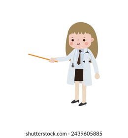 cute cartoon doctor character Vector illustration isolated on white background flat style