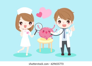 cute cartoon doctors with bladder for your health concept