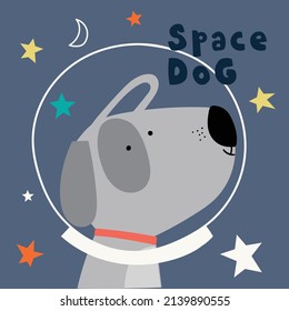 cute cartoon dog astronaut vector illustration