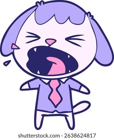 cute cartoon dog barking in bright neon colors