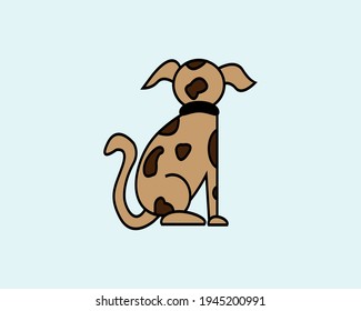 Cute cartoon dog with blue background. Vector illustration