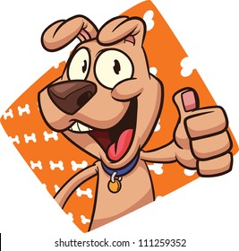 Cute cartoon dog with bone background. Vector illustration. Character and background on separate layer for easy editing.