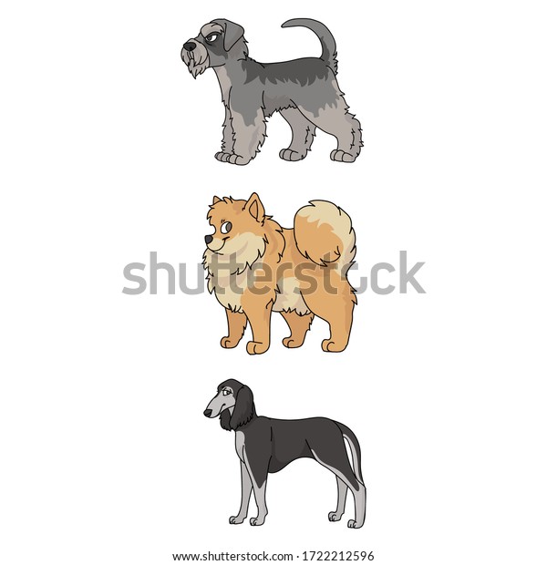 Cute Cartoon Dog Breed Set Vector Stock Vector (Royalty Free ...