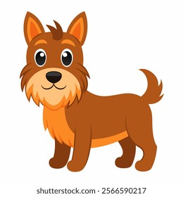 Cute cartoon dog brown isolated on white background. Side view. Vector illustration.