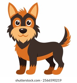 Cute cartoon dog brown isolated on white background. Side view. Vector illustration.