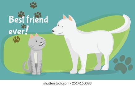 Cão e Gato Bonitos. Natureza animal, ícone simples material de ilustração 