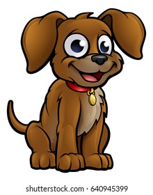 Cute Cartoon Dog Character Illustration Stock Illustration 670072807 