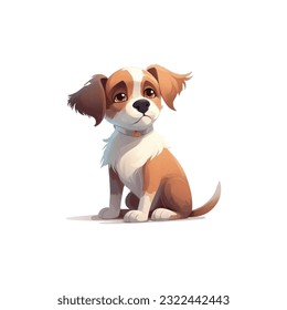 Cute cartoon dog character, Vector Illustration.