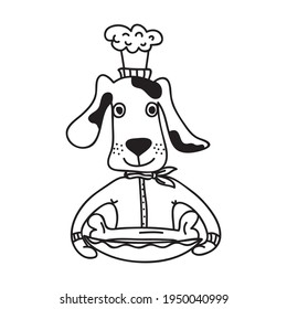 Cute cartoon dog chef. Vector illustration