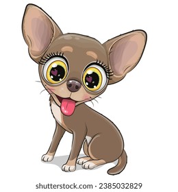 Cute Cartoon Dog Chihuahua isolated on a white background