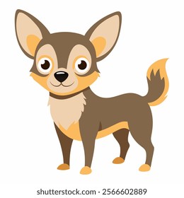 Cute cartoon dog chihuahua isolated on white background. Side view. Vector illustration.