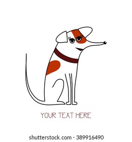 Cute cartoon dog in collar. Animal pet friend, drawing puppy, doggy, vector illustration. Isolated doggie logo. Vector doggy character. White background. vector pet. Dog logotype.