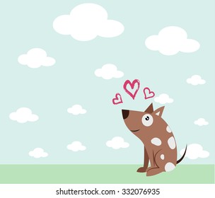 Cute cartoon dog with colored background