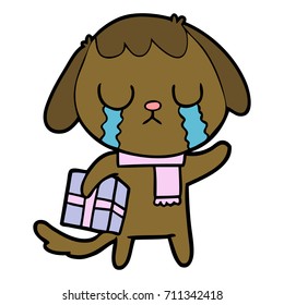 perro de dibujos animados lindo llorando