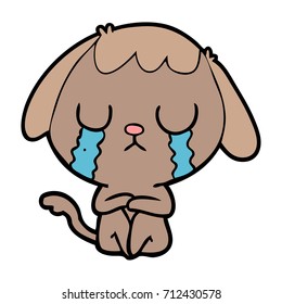 perro de dibujos animados lindo llorando