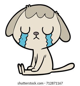 perro de dibujos animados lindo llorando