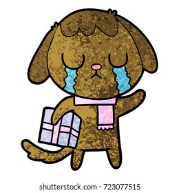 cute cartoon dog crying