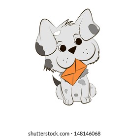 Cute Cartoon Dog with envelope