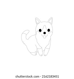 Cute cartoon dog feel lonely.