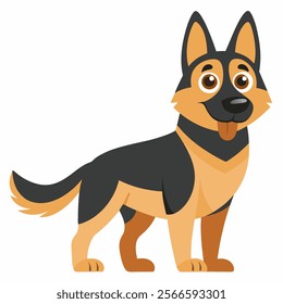 Cute cartoon dog german shepherd  isolated on white background. Side view. Vector illustration.