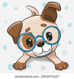 Cute cartoon Dog in glasses on a white background