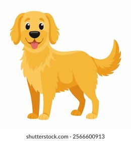 Cute cartoon dog golden retriever isolated on white background. Side view. Vector illustration.