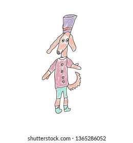 a cute cartoon dog hand drawn by a child with Down syndrome