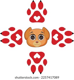 A cute cartoon dog head, vector editable file