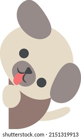 Cute Cartoon Dog. Hiding Behind The Wall. Playing Hide and Seek. Cartoon Animal. Illustration, Vector, EPS10	