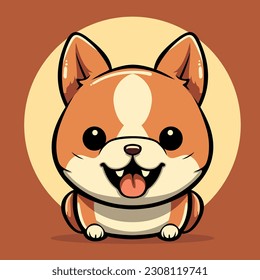 A cute cartoon dog with his tongue out
