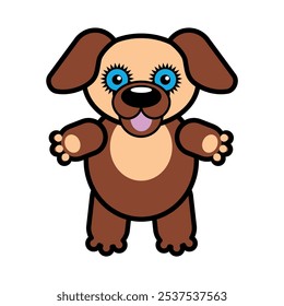 Cute cartoon dog isolated on white background.