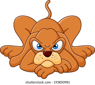 Cute cartoon dog lying down 