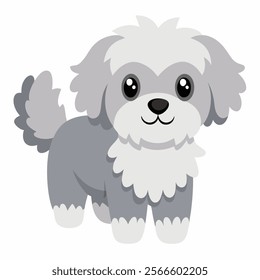 Cute cartoon dog maltipoo  isolated on white background. Side view. Vector illustration.